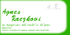 agnes raczkovi business card